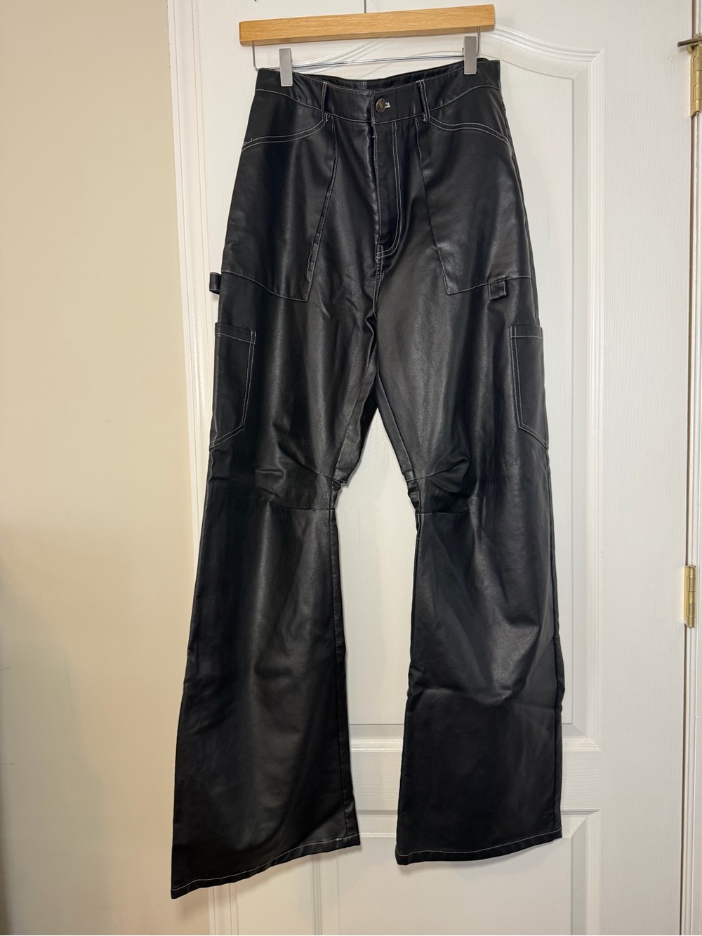 Lioness Black Faux Leather Utility Pants